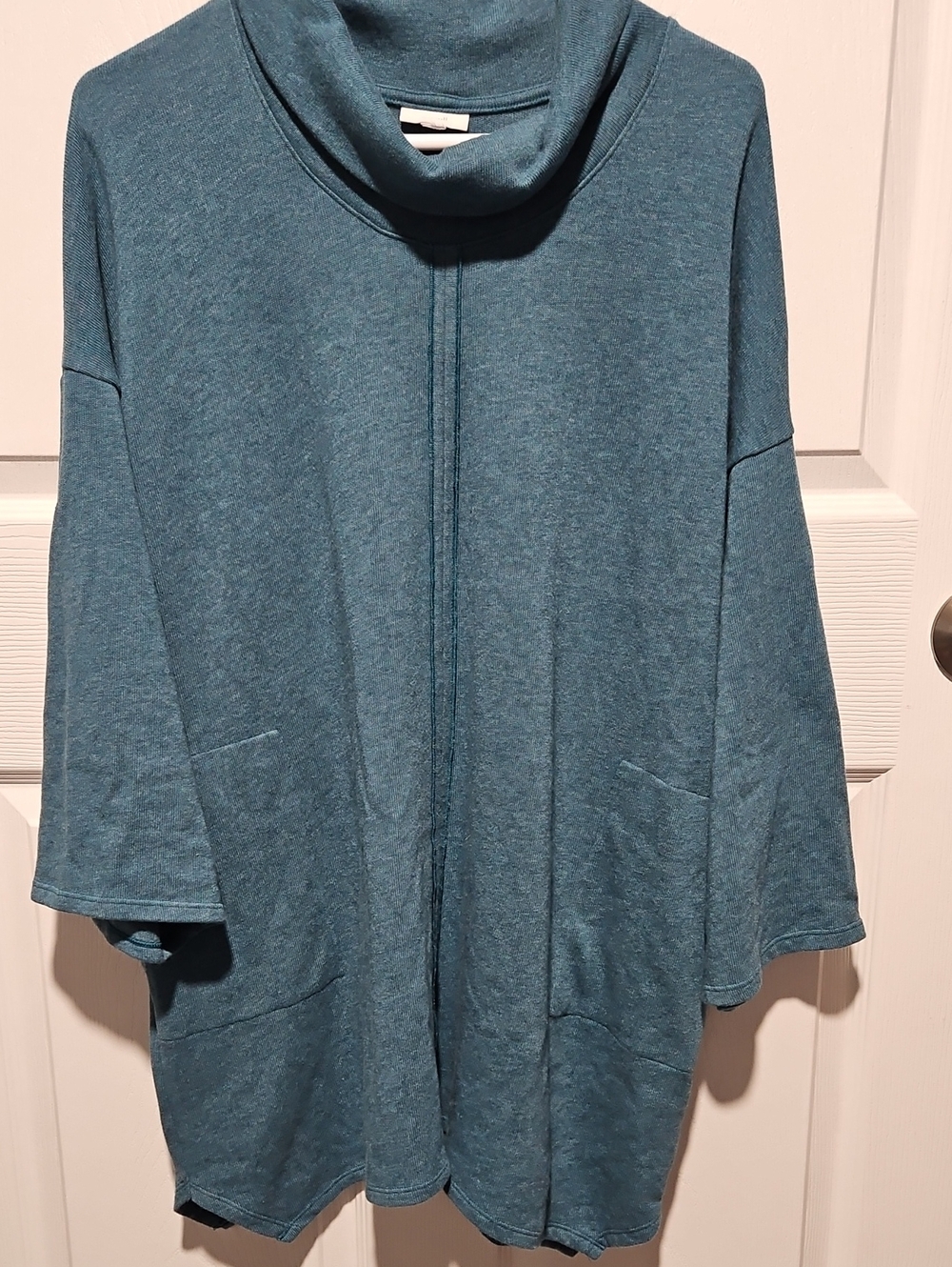 J. Jill Teal Cowl Neck Sweatshirt Tunic Size 24 Or 2XL